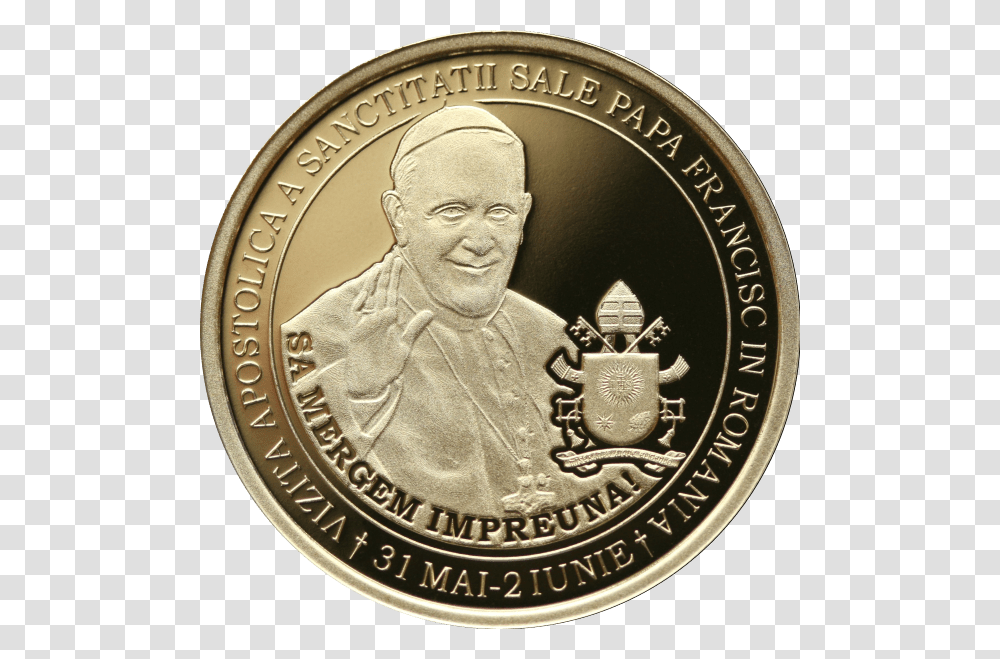 Moneda De 50 De Bani Cu Papa, Person, Human, Coin, Money Transparent Png