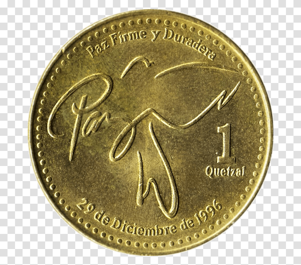 Moneda De Quetzal De Guatemala Download Farthing Coin, Gold, Money, Locket, Pendant Transparent Png
