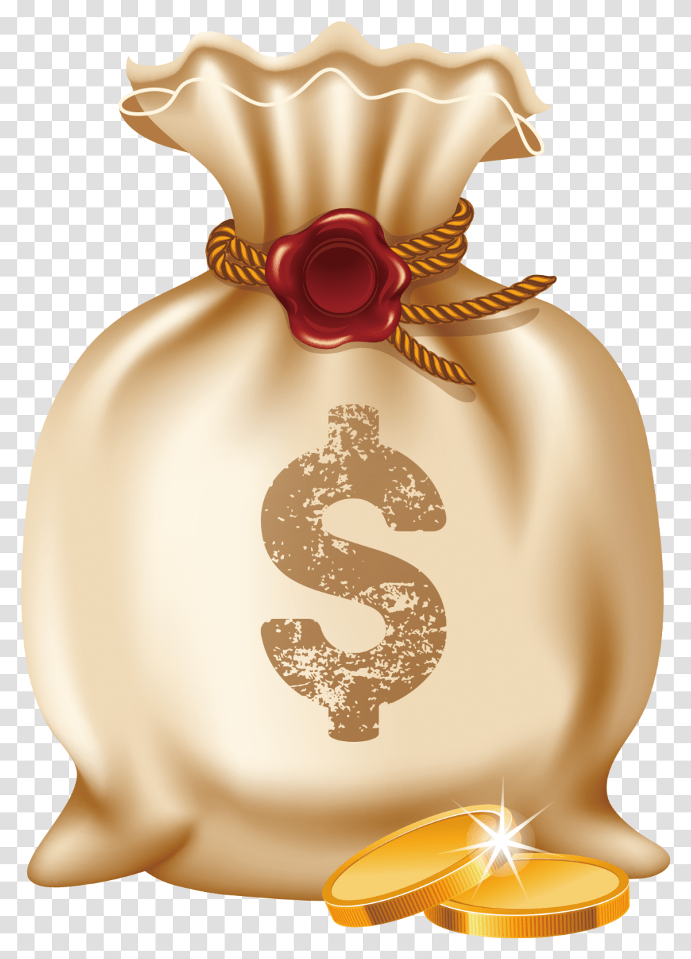 Money Bag Gold Coin Euclidean Vector Money Bag Gold, Lamp, Sack, Wedding Cake, Dessert Transparent Png