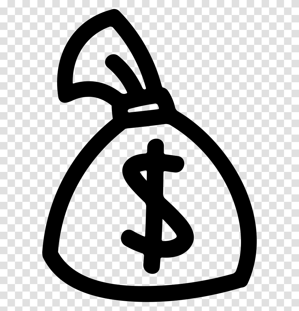 Money Bag Hand Drawn Variant Money Bag Logo, Label, Person, Human Transparent Png