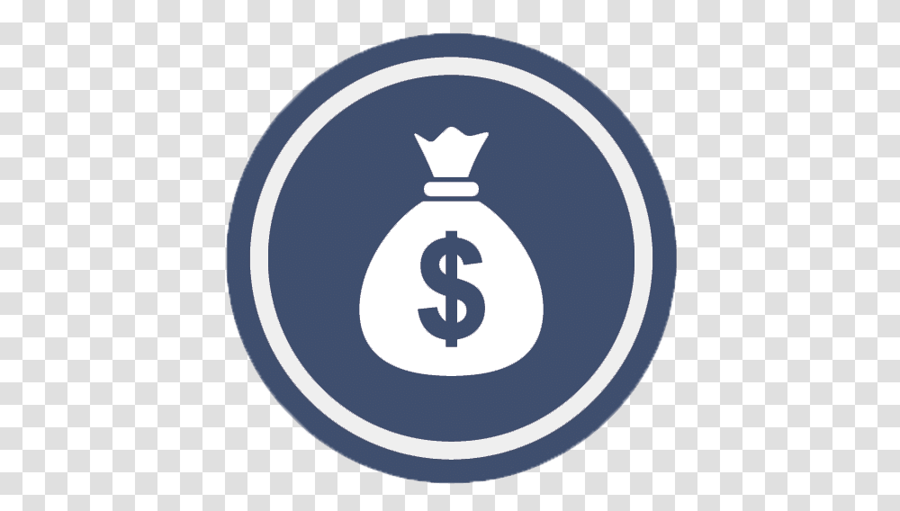 Money Bag Money Bag Dollar Icon Full Size Download Money Bag In Circle, Symbol, Sign, Number, Text Transparent Png