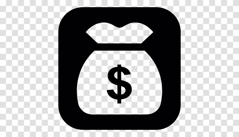 Money Bag Square Dollars Dollar Black And White Commercial, Moon, Outer Space, Night, Astronomy Transparent Png