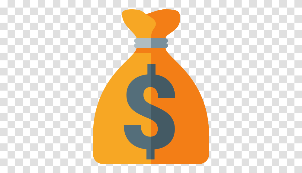 Money Bag With Dollar Sign, Number, Tie Transparent Png
