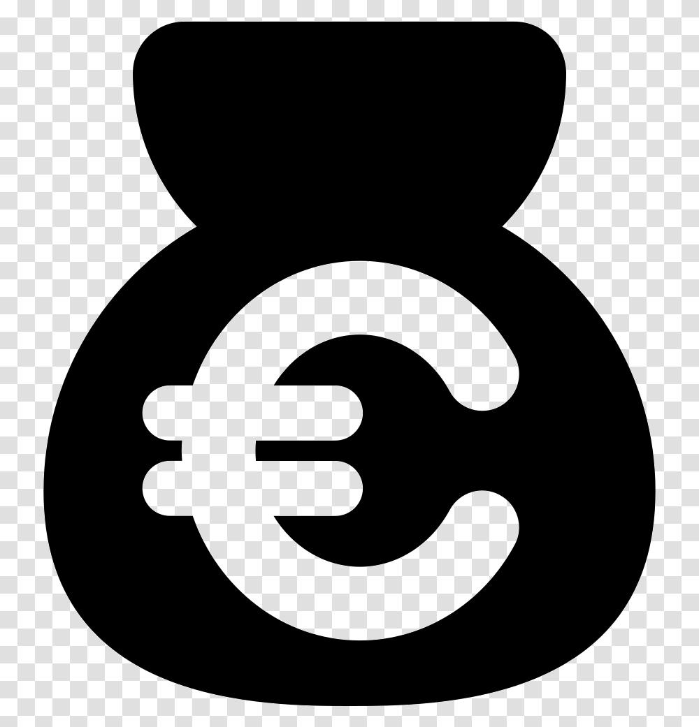 Money Bag With Euro Sign Money Logo Euro, Number, Stencil Transparent Png