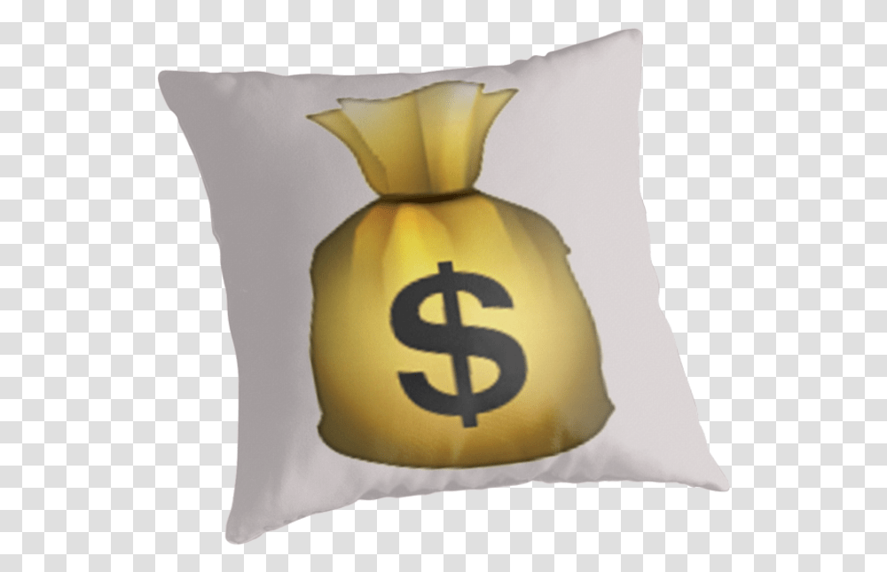 Money Bags Emoji Throw Pillows By Nojams Redbubble Bag, Cushion, Snowman, Winter, Outdoors Transparent Png