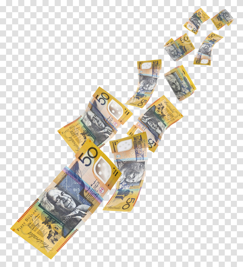 Money Falling Australian Dollars New, Paper, Gold, Sash Transparent Png