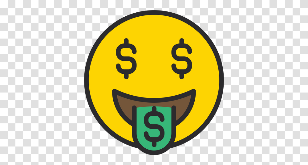 Money Mouth Face Emoji Icon Of Colored Circle, Text, Number, Symbol, Alphabet Transparent Png