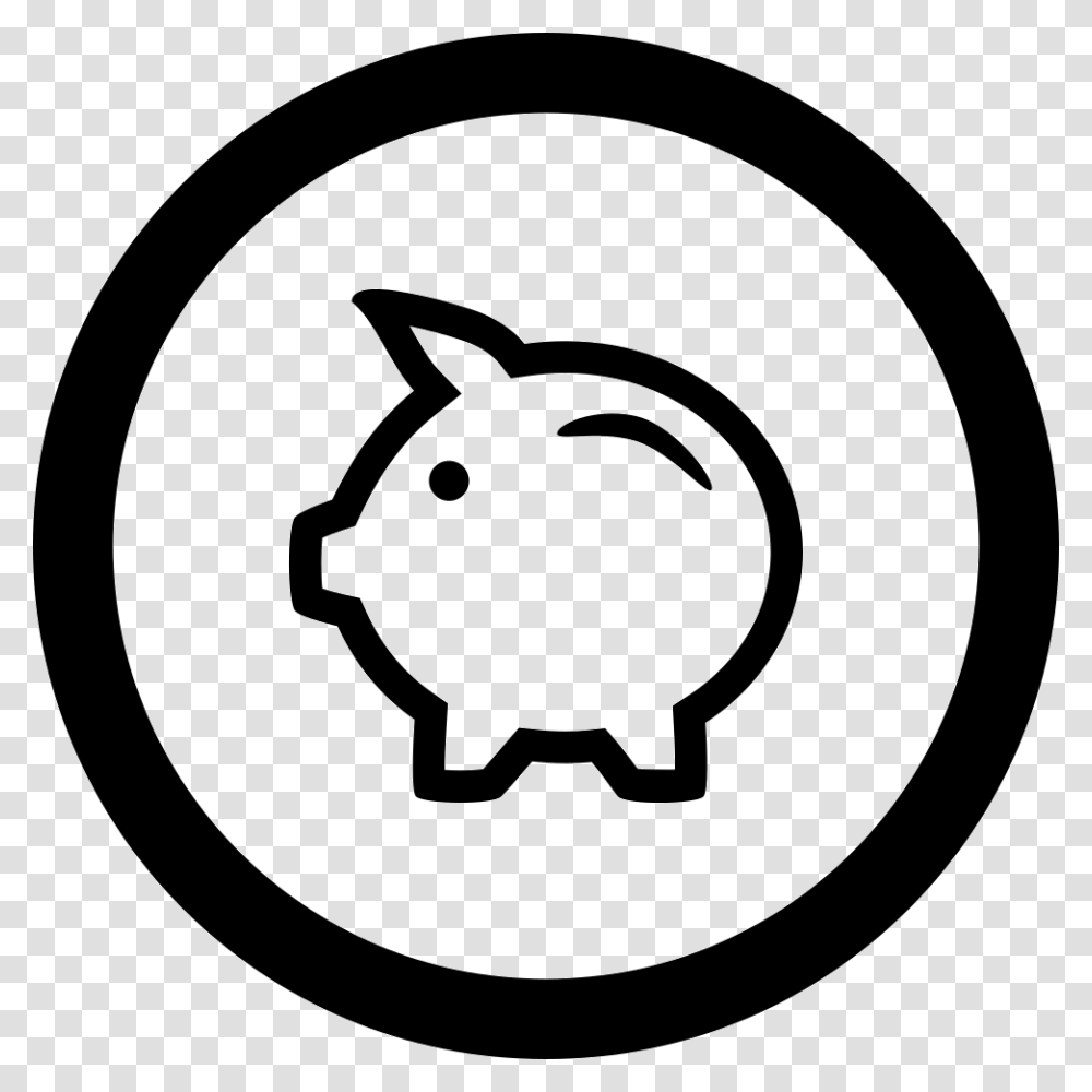 Money Pig Outlined In Circular Button Dollar Sign In A Circle, Piggy Bank, Stencil Transparent Png