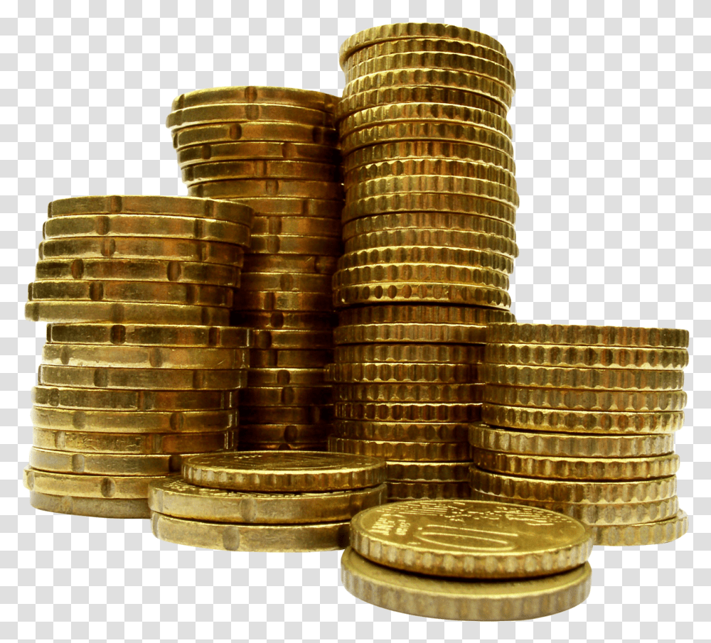 Money Pile Stack Of Gold Coins, Nickel, Bronze, Treasure Transparent Png