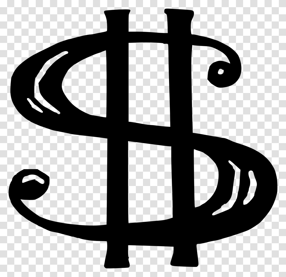 Money Sign Money Sign Black And White, Cross, Stencil, Weapon Transparent Png