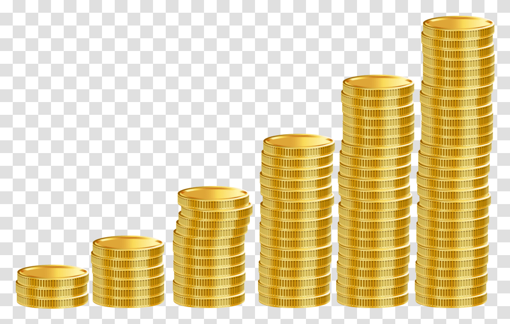 Money Stack Of Coins Clipart Image Gold Coins Stack, Bronze, Text, Number, Symbol Transparent Png