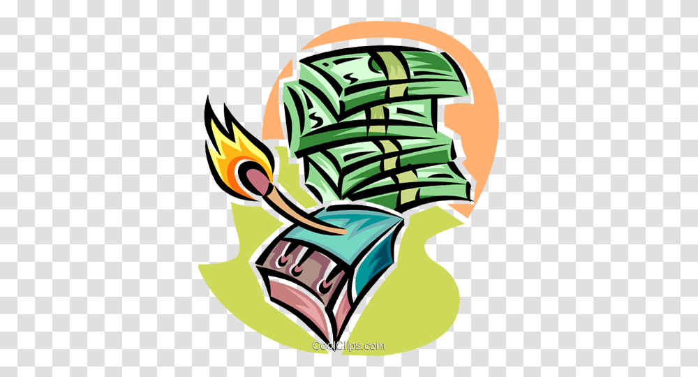 Money To Burn Royalty Free Vector Clip Art Illustration, Fire, Flame Transparent Png