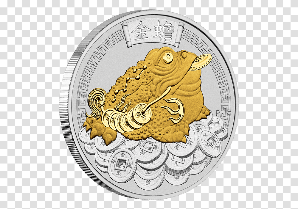 Money Toad 2018 1oz Silver Gilded Coin Money Toad Diamond Pendant, Nickel, Lion, Wildlife Transparent Png