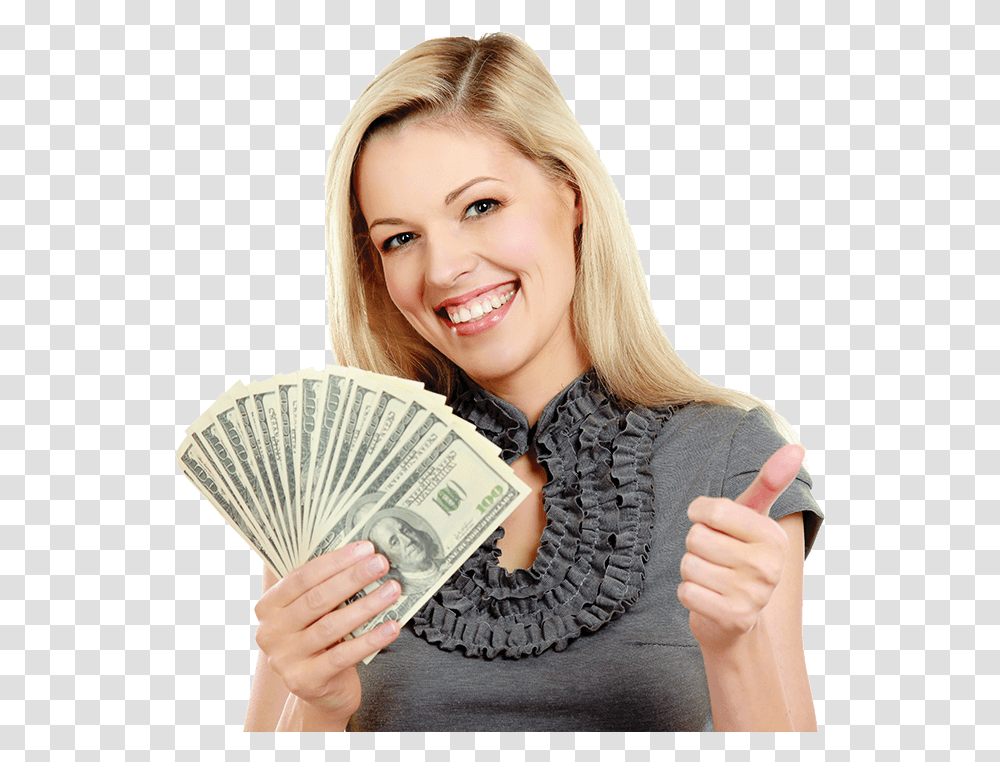 Money With Girl, Person, Human, Female, Hand Transparent Png