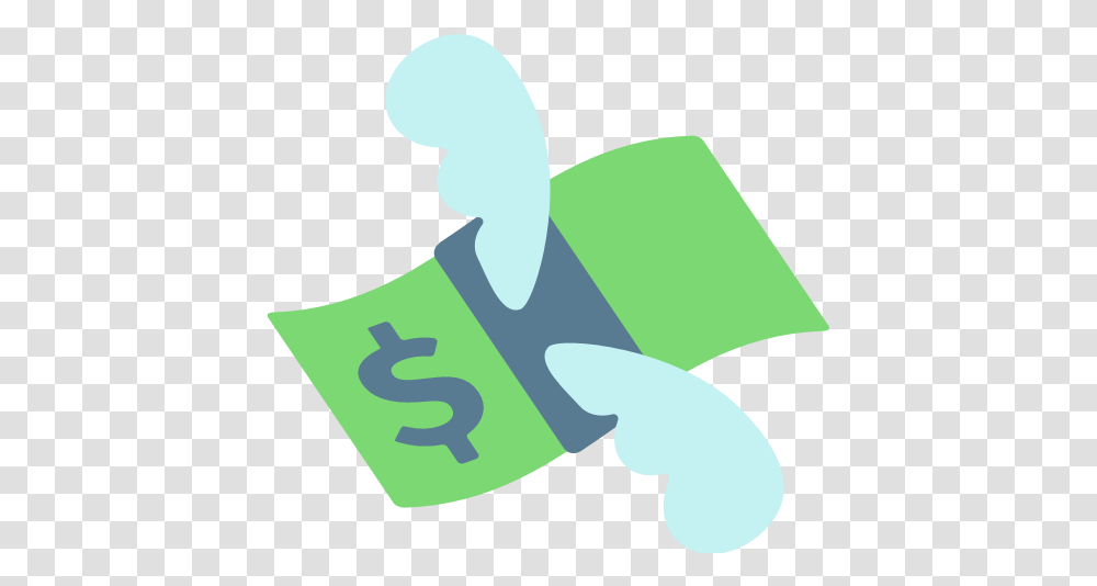 Money With Wings Emoji For Facebook Email & Sms Id Discord Money Emoji, Text, Symbol, Hand, Recycling Symbol Transparent Png