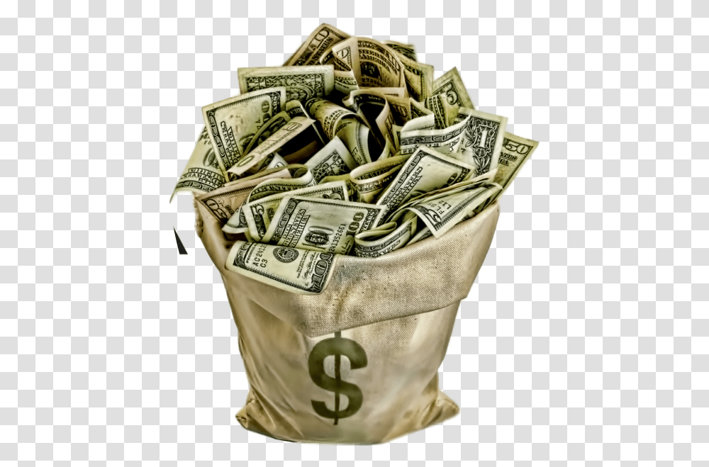 Moneybag Cash Sack Bucket Of Money, Dollar, Glove, Apparel Transparent Png