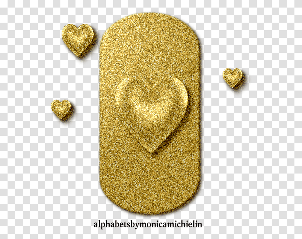 Monica Michielin Alfabetos 3 Golden Glitter Ornament Heart, Treasure, Rug, Clothing, Apparel Transparent Png