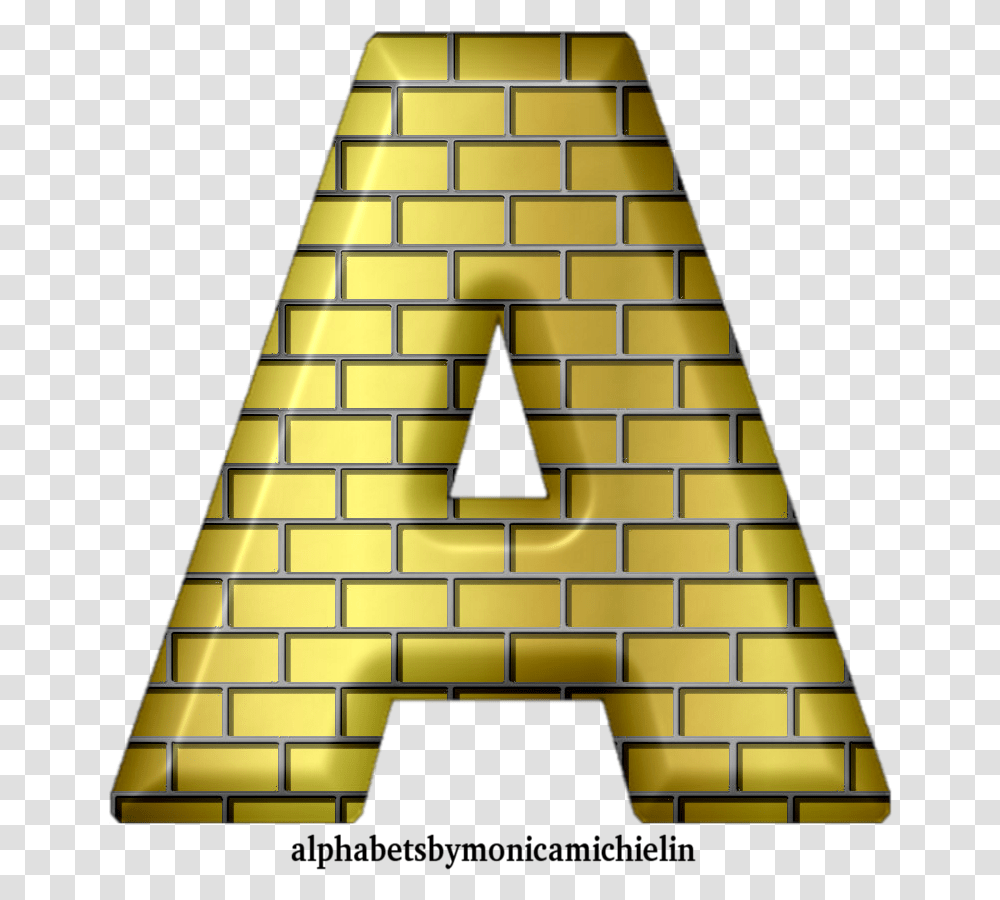 Monica Michielin Alfabetos Golden Bricks Alphabet And Icon Clip Art, Triangle, Staircase Transparent Png