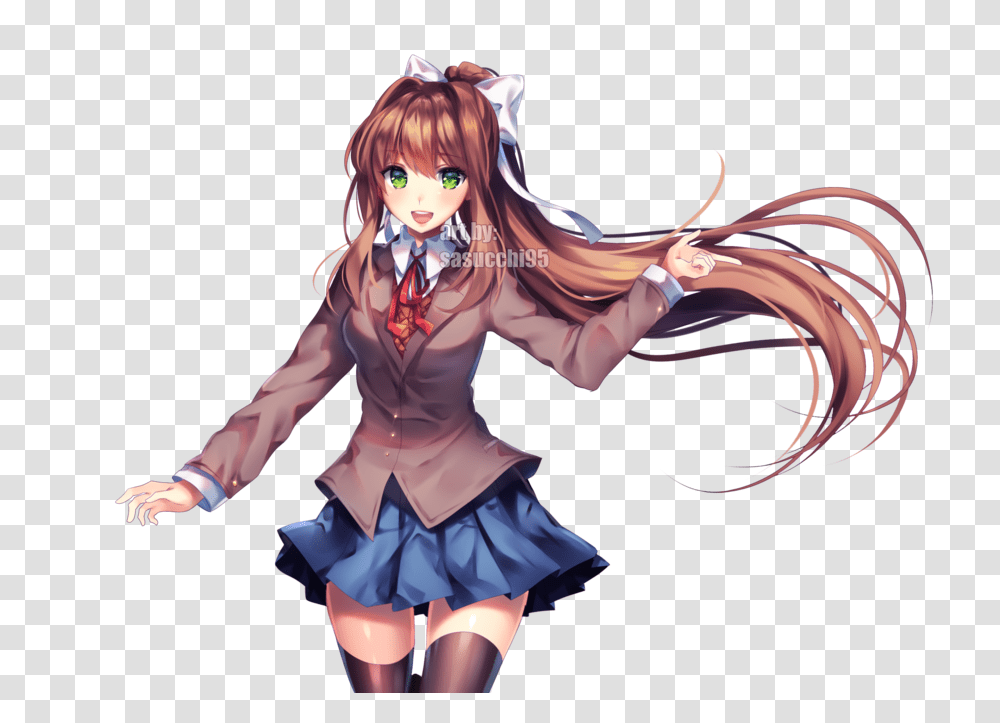 Monika Doki Doki Image, Comics, Book, Manga, Person Transparent Png