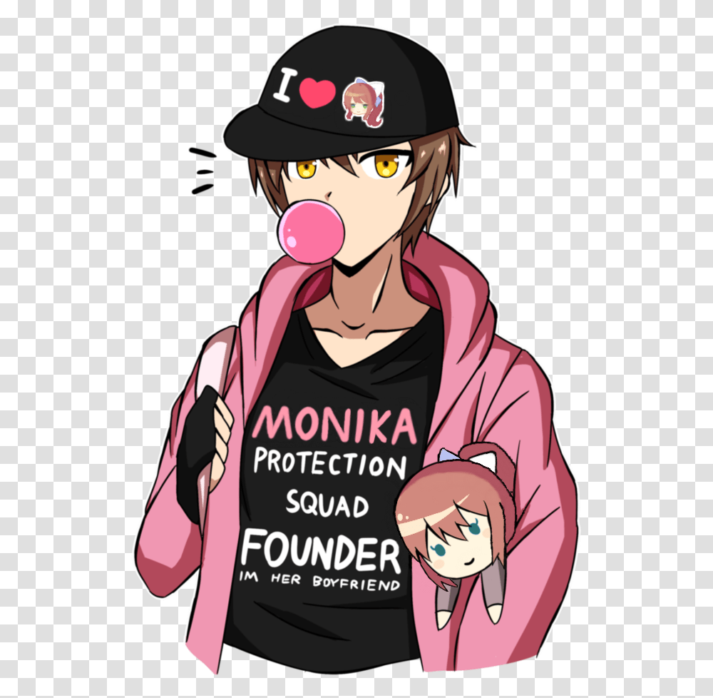 Monika Protection Squad Founder Im Her Boyfriend Doki Monika Protection Squad, Helmet, Person, Comics Transparent Png