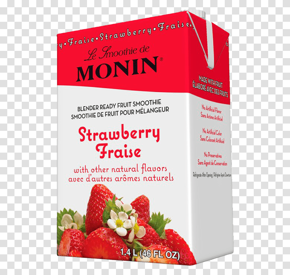 Monin Strawberry Real Fruit Smoothie Mix 46oz Strawberry, Plant, Food, Flyer, Poster Transparent Png