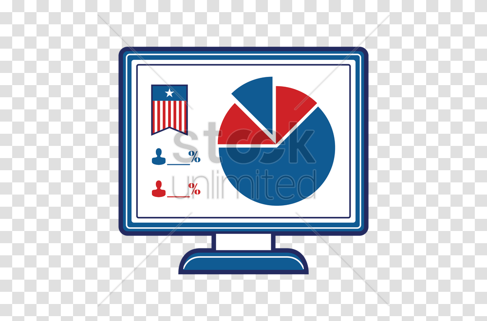 Monitor Showing Pie Chart Of Election Polls Vector Image, Screen, Electronics, Display, LCD Screen Transparent Png