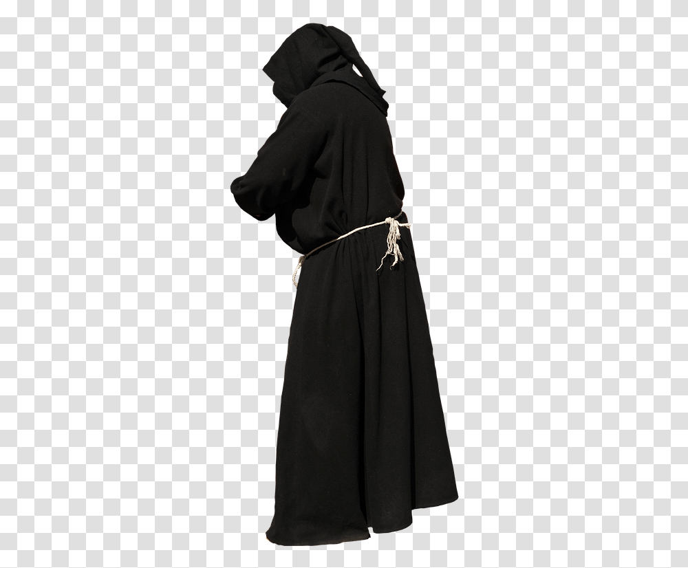Monk Black Gown Hands Not Visible Hoodie, Apparel, Fashion, Cloak Transparent Png