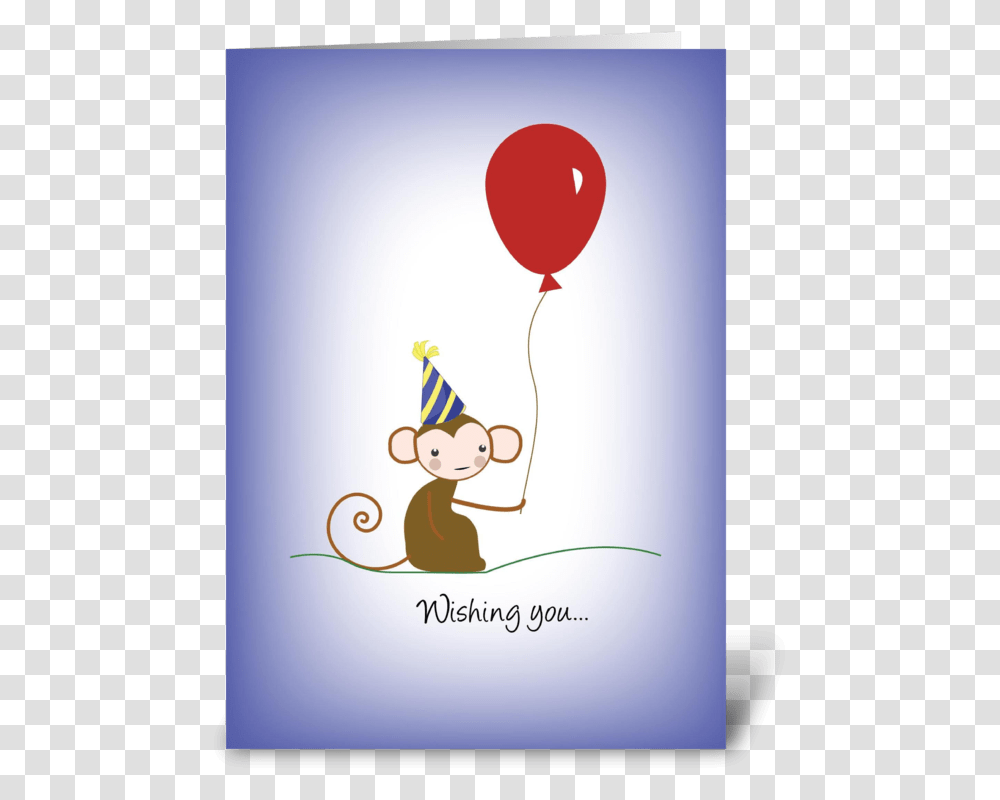 Monkey Balloon Birthday Hat Greeting Card Cartoon, Apparel, Party Hat Transparent Png