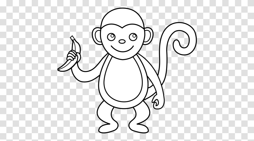 Monkey Clip Art Black And White Science Clipart, Stencil, Animal, Cupid Transparent Png