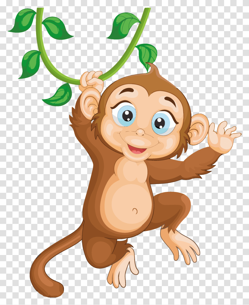 Monkey Clipart Download Cartoon Monkey Hang In Tree Monkey Cartoon, Toy, Cupid, Plant, Graphics Transparent Png