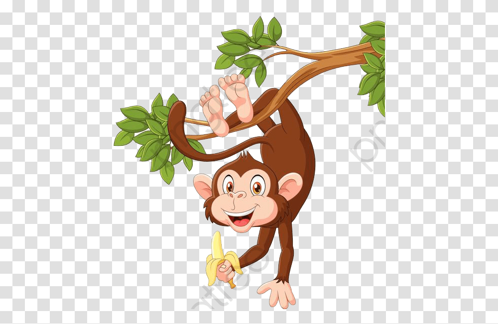 Monkey Clipart Upside Down Monkey Hanging On Tree Cartoon, Animal, Mammal, Wildlife, Aardvark Transparent Png