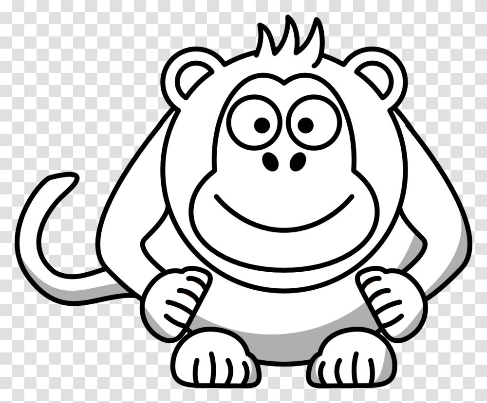 Monkey Coloring Clipart, Stencil, Drawing Transparent Png