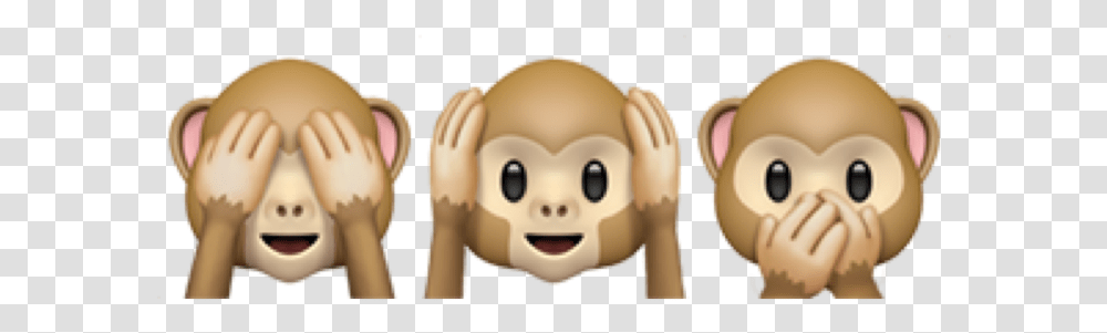 Monkey Emoji Freetoedit Monkey Covering Eyes Mouth Ears Emoji, Toy, Head, Doll, Figurine Transparent Png