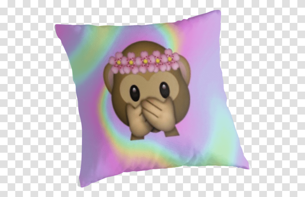 Monkey Emoji With Flower Crown Cushion, Pillow, Toy, Applique Transparent Png