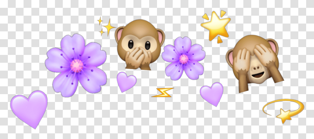Monkey Emoji With Flower Crown Emoji Flower Crown, Petal, Plant, Purple, Tulip Transparent Png