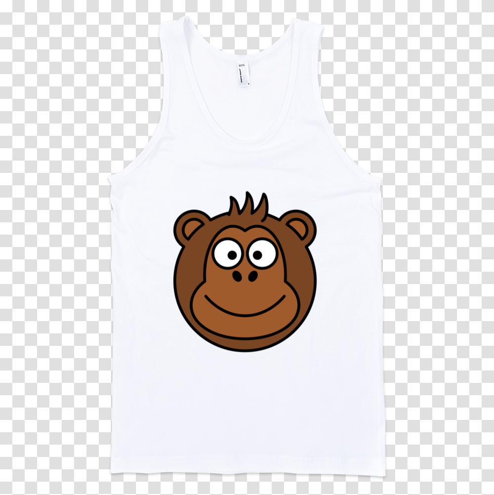Monkey Fine Jersey Tank Top Unisex By Itee White Top Front Background, Apparel, Undershirt, Cat Transparent Png