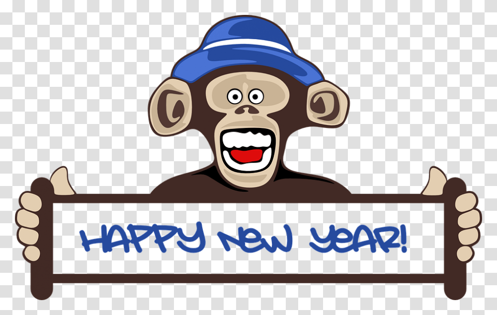 Monkey Funny Monkey New Year Animal Cute Holiday Monkey New Year 2019, Performer, Label, Face Transparent Png