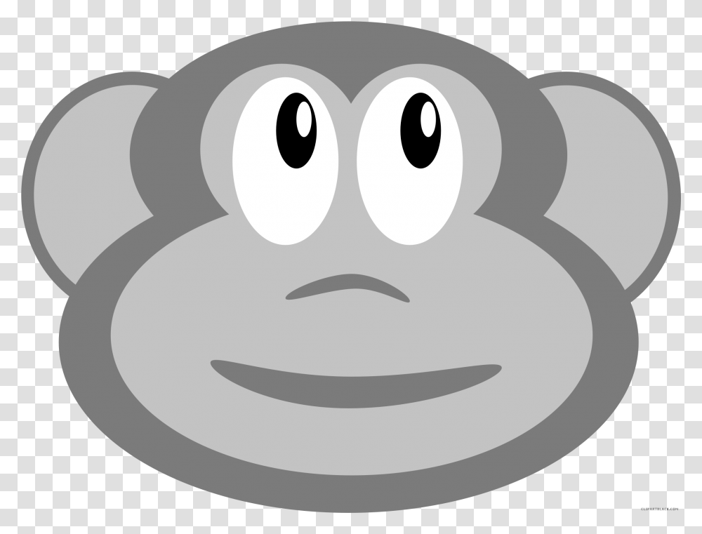Monkey Head Animal Free Black White Clipart Images Cartoon, Face, Plant, Stencil, Bowl Transparent Png