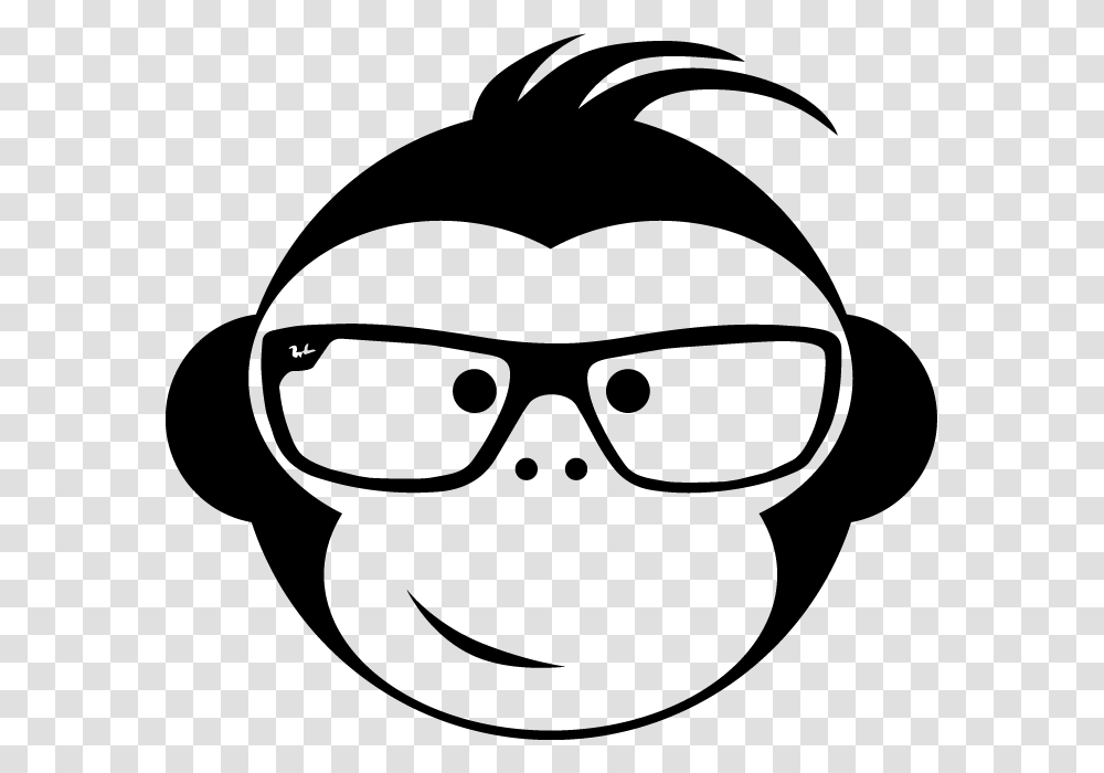 Monkey Head Black And White, Helmet, Apparel, Stencil Transparent Png