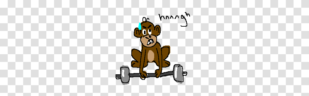 Monkey Is Too Weak To Lift Weight Bar Drawing, Animal, Mammal, Poster, Outdoors Transparent Png