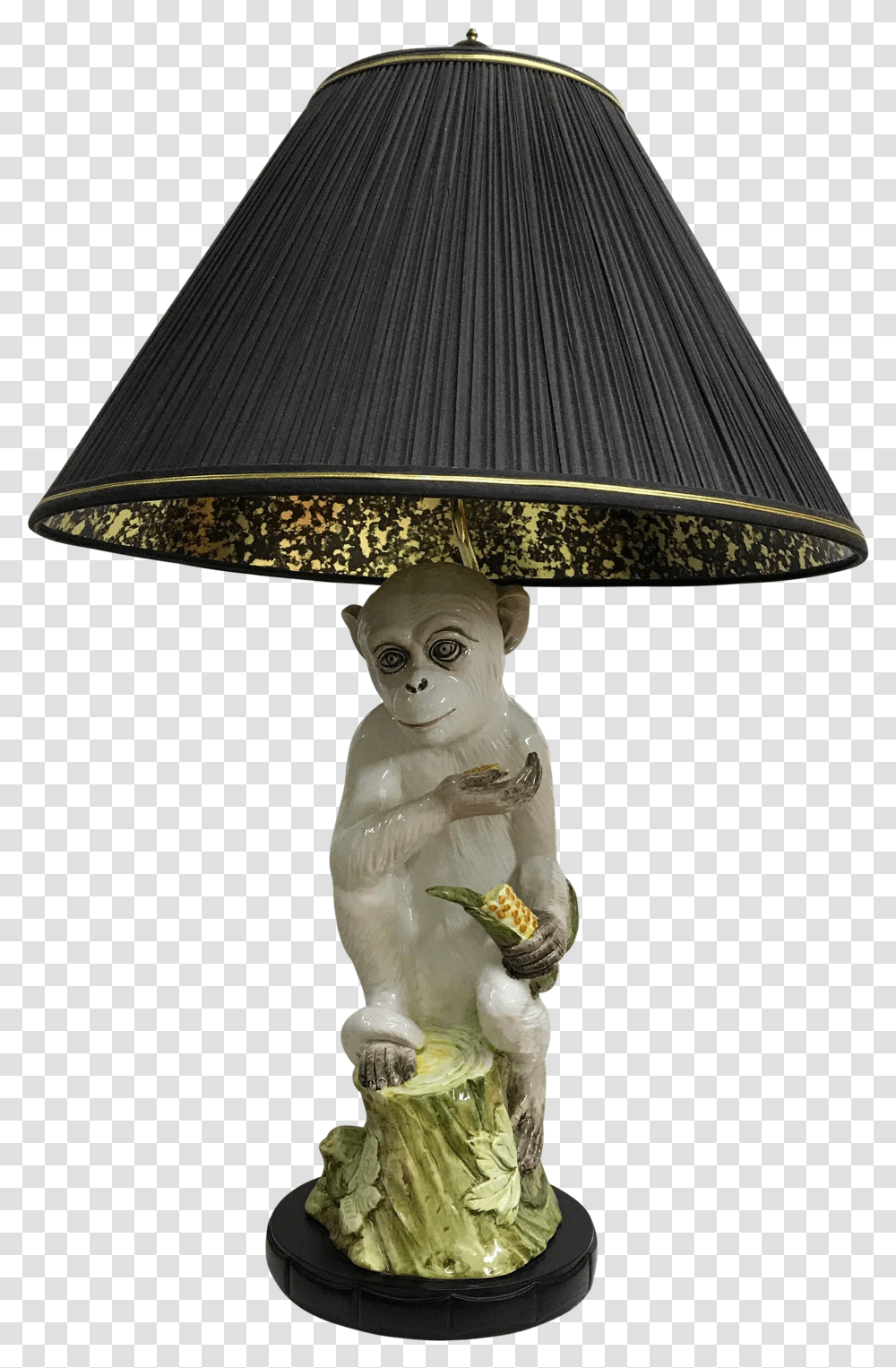 Monkey Majolica Table Lamp With Black Amp Gold Shade Lampshade Transparent Png