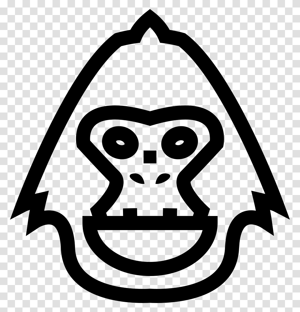 Monkey Mammal Face Outline Front Monkey Face Vector Side, Stencil, Label Transparent Png
