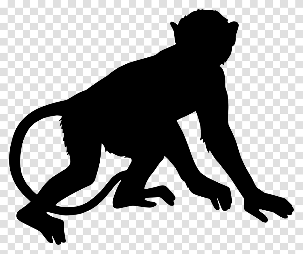 Monkey Mono Silueta, Silhouette, Stencil, Wildlife, Animal Transparent Png
