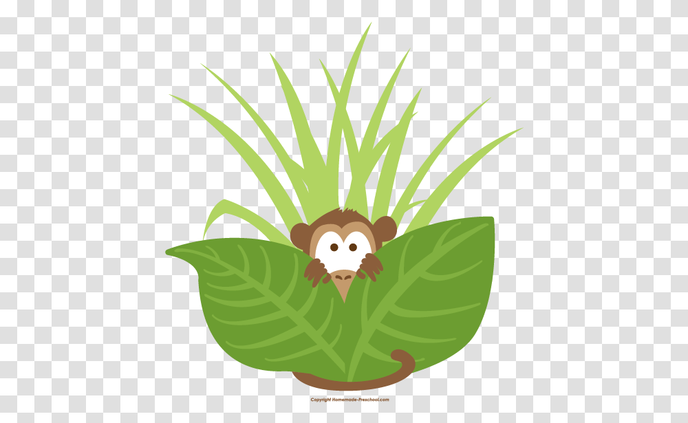 Monkey Peeking Out Pixels Peeking Monkey Clipart, Leaf, Plant, Produce, Food Transparent Png