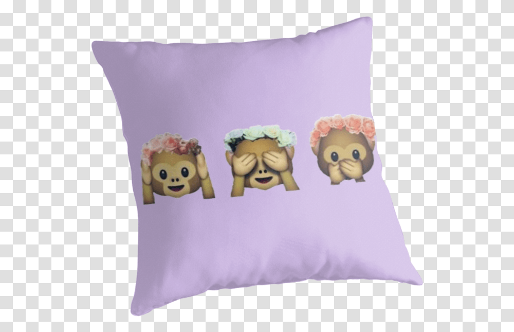 Monkey See No Evil Flower Crown Emojiquot Monkey Emoji Stickers, Pillow, Cushion, Toy Transparent Png