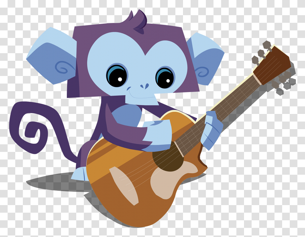 Monkey - Animal Jam Archives Cartoon Guitar, Leisure Activities, Musical Instrument, Bass Guitar, Female Transparent Png
