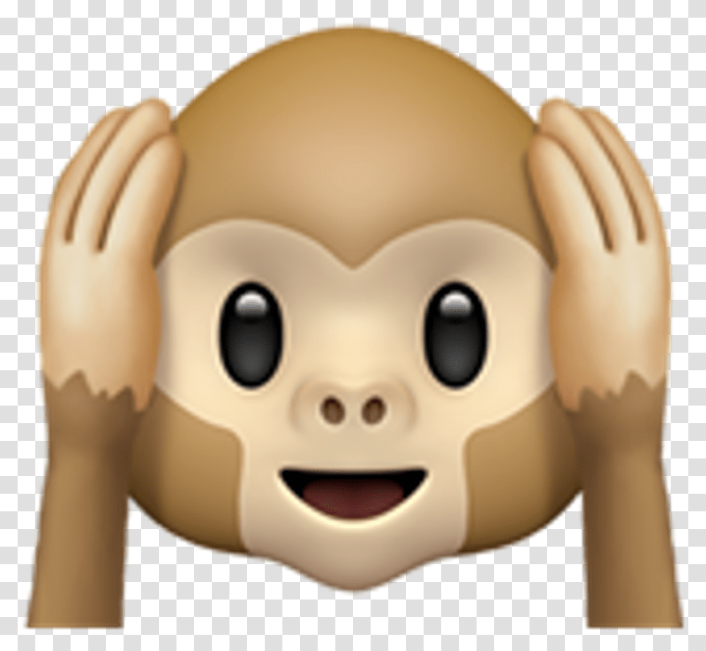 Monkey Whatsapp Emoji Ios Whatsappemoji Iosemoji Emojis Monkey Covering Ears Emoji, Toy, Doll, Plush, Head Transparent Png
