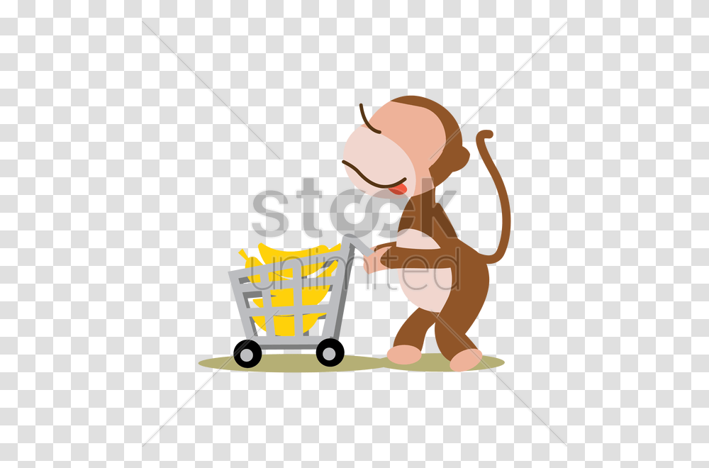 Monkey With Bananas In Cart Vector Image, Outdoors, Water, Fishing, Leisure Activities Transparent Png