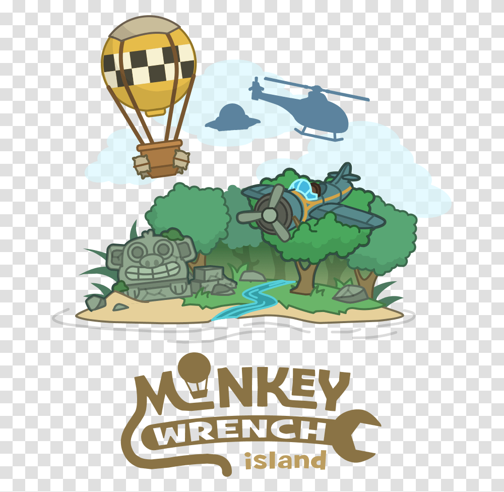 Monkey Wrench Poptropica Monkey Wrench Island, Poster, Advertisement, Hot Air Balloon, Aircraft Transparent Png