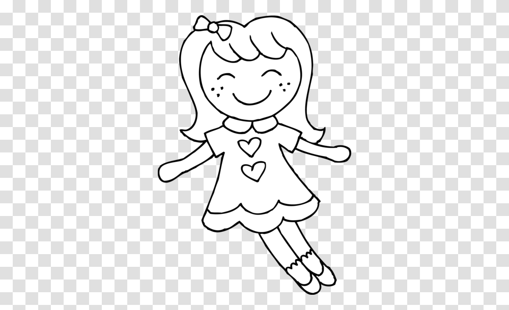 Monochrome Clipart Doll, Stencil, Person, Human, Drawing Transparent Png